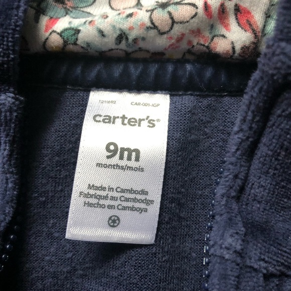 Baby Girl Navy Velour and Floral 3-Piece Set - Picture 3 of 5